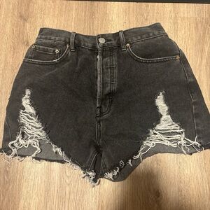 PacSun Charcoal Distressed Jean Shorts